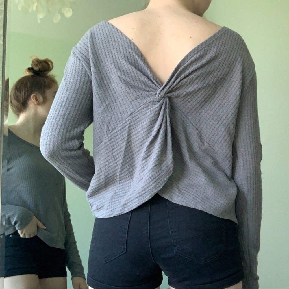 Twisted Back Grey Top